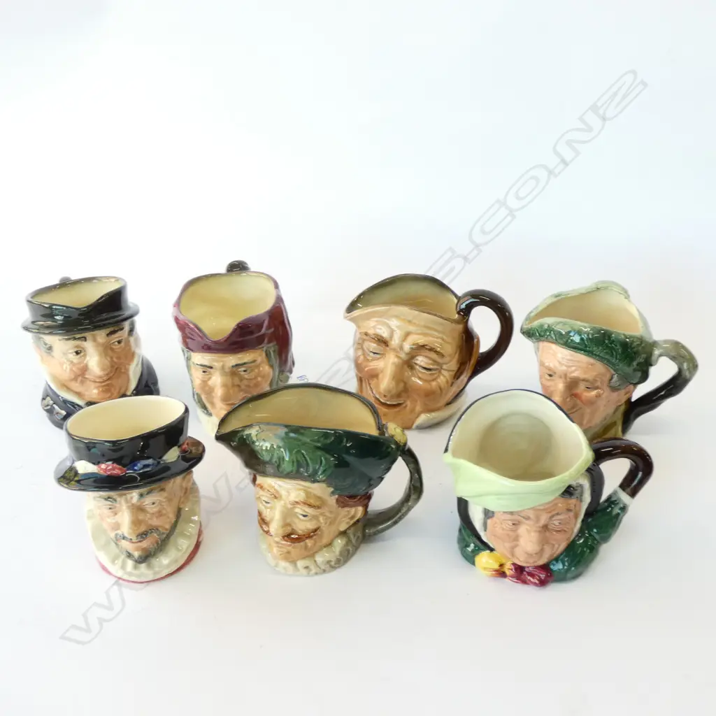 7 R/DOULTON CHARACTER JUGS; AULD MAC, SAIRY GAMP, BEEFEATER, CAPT CUTTLE, SIMON CELLARER, JAMIE JOHN & CAVALIER Image 1++