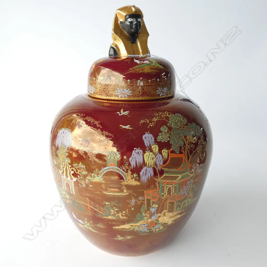 (18651) LGE CARLTON WARE EGYPTIAN LIDDED VASE A.F Image 1++