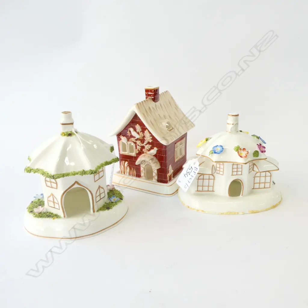 3 COALPORT HOUSES; PARASOL, UMBRELLA & RED Image 1++