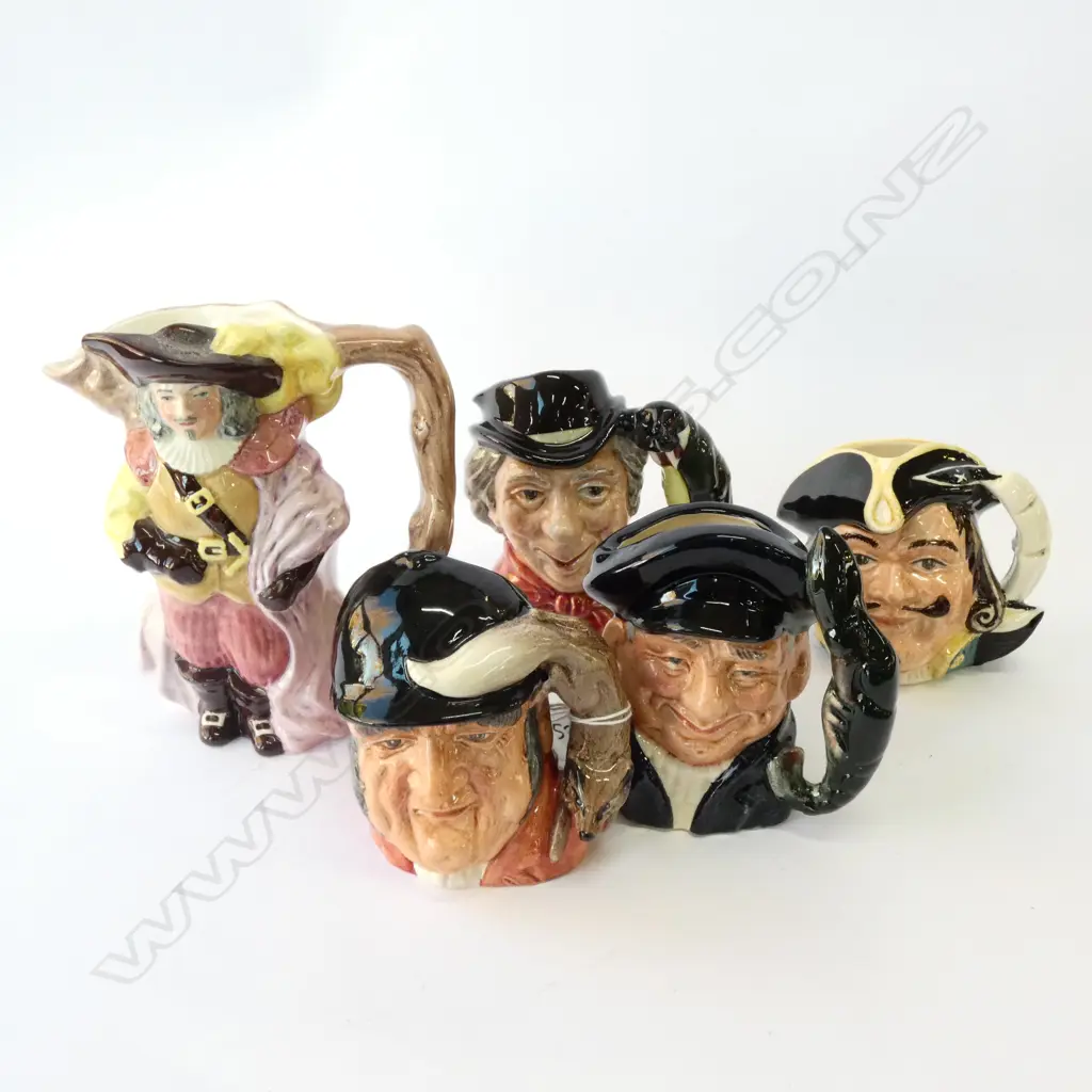 5 R/DOULTON CHARACTER JUGS; GONE AWAY, CAPT HENRY MORGAN, LOBSTER MAN, WALRUS & CARPENTER, SYLVAC MUSKETEER H. 100MM Image 1++
