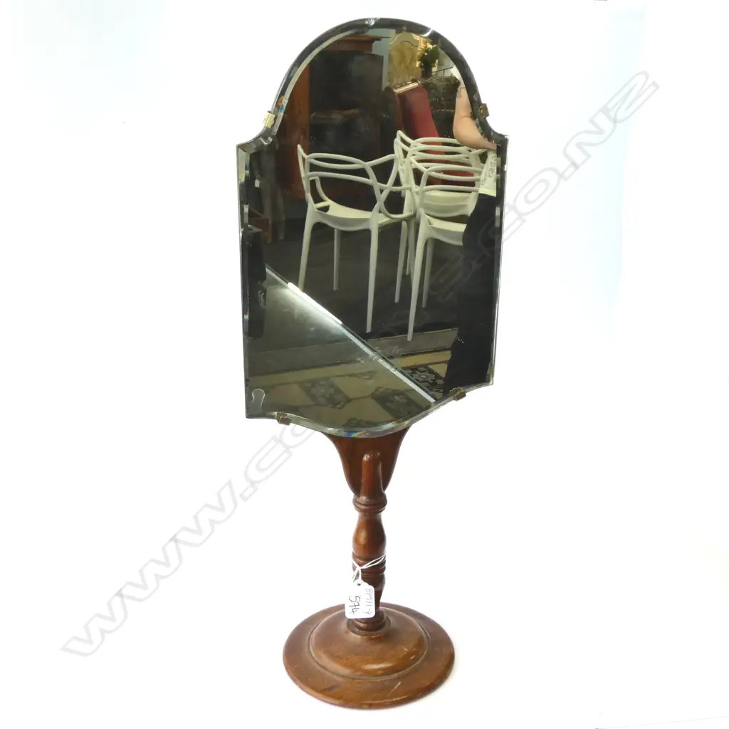 EARLY 20thC MAHOGANY PEDESTAL MIRROR H. 510mm Image 1++