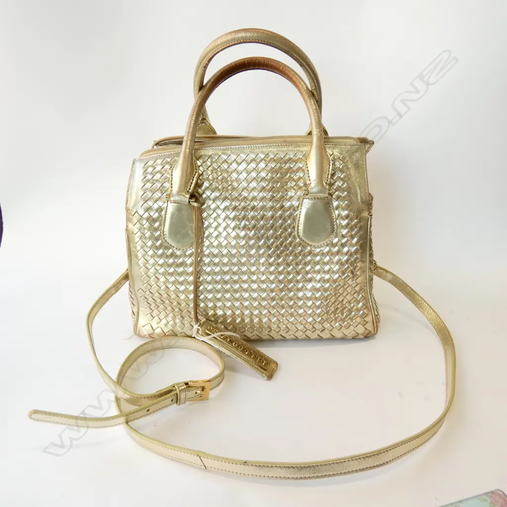 PONS QUINTANA SPANISH GOLD LEATHER HANDBAG  Image 1++