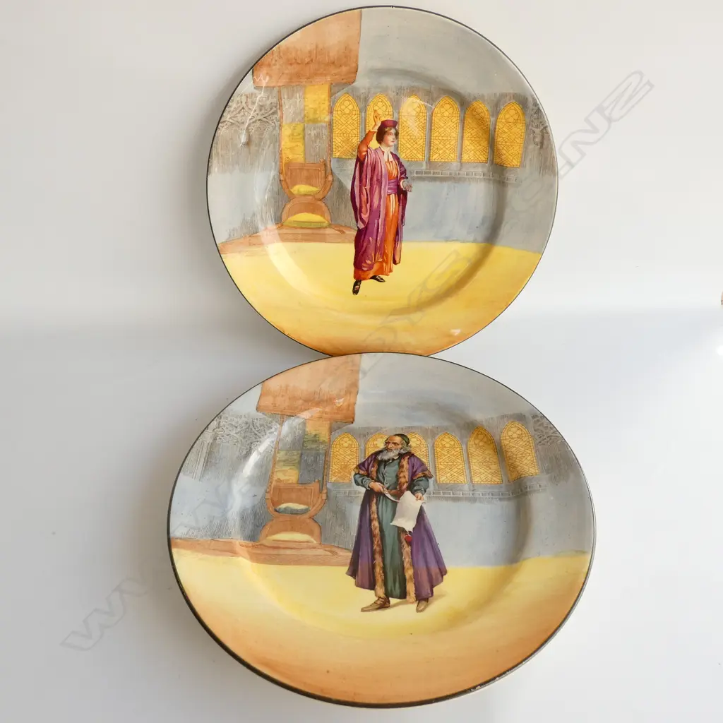 PAIR R/DOULTON PLATES, "SHYLOCK" & "PORTIA" DIA 260mm Image 1++