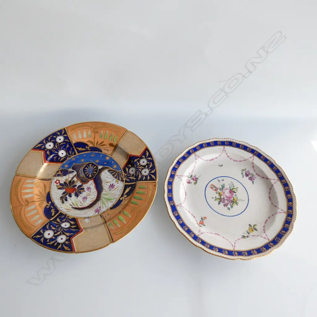 2 EARLY 19TH CENTURY DERBY PLATES, HANDPAINTED & GILDED ONE WITH CHIPS Image 1++