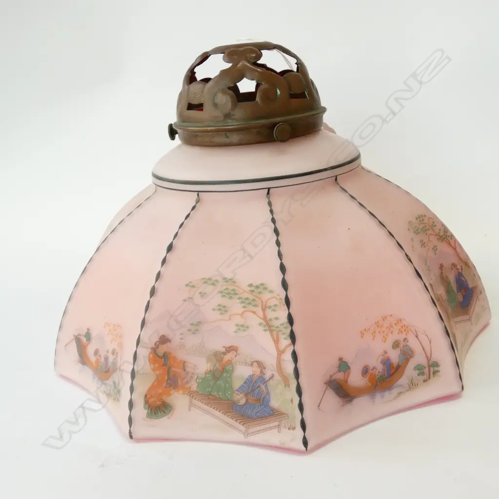VINTAGE LIGHT SHADE WITH ORIENTAL SCENES 280MM DIA  Image 1++