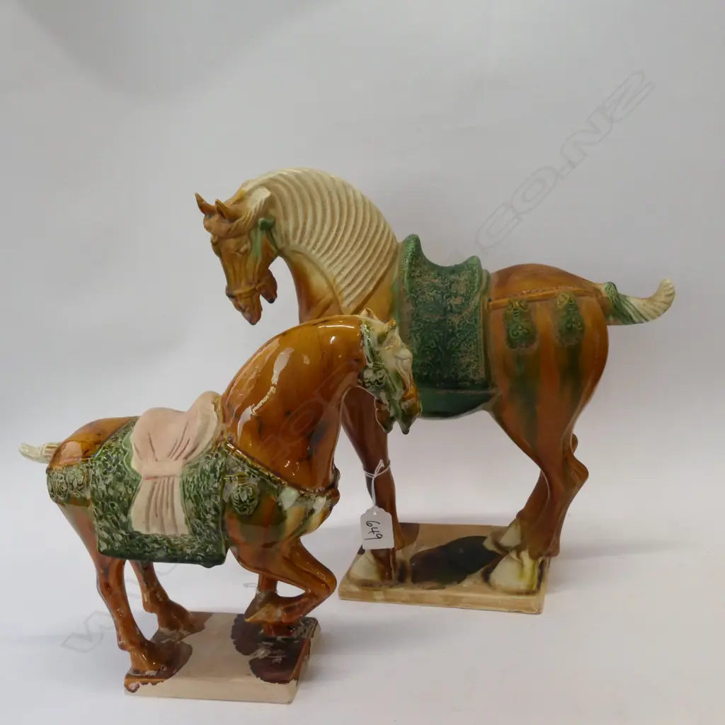 2 TANG STYLE HORSES SANCAI GLAZE H. 340MM Image 1++