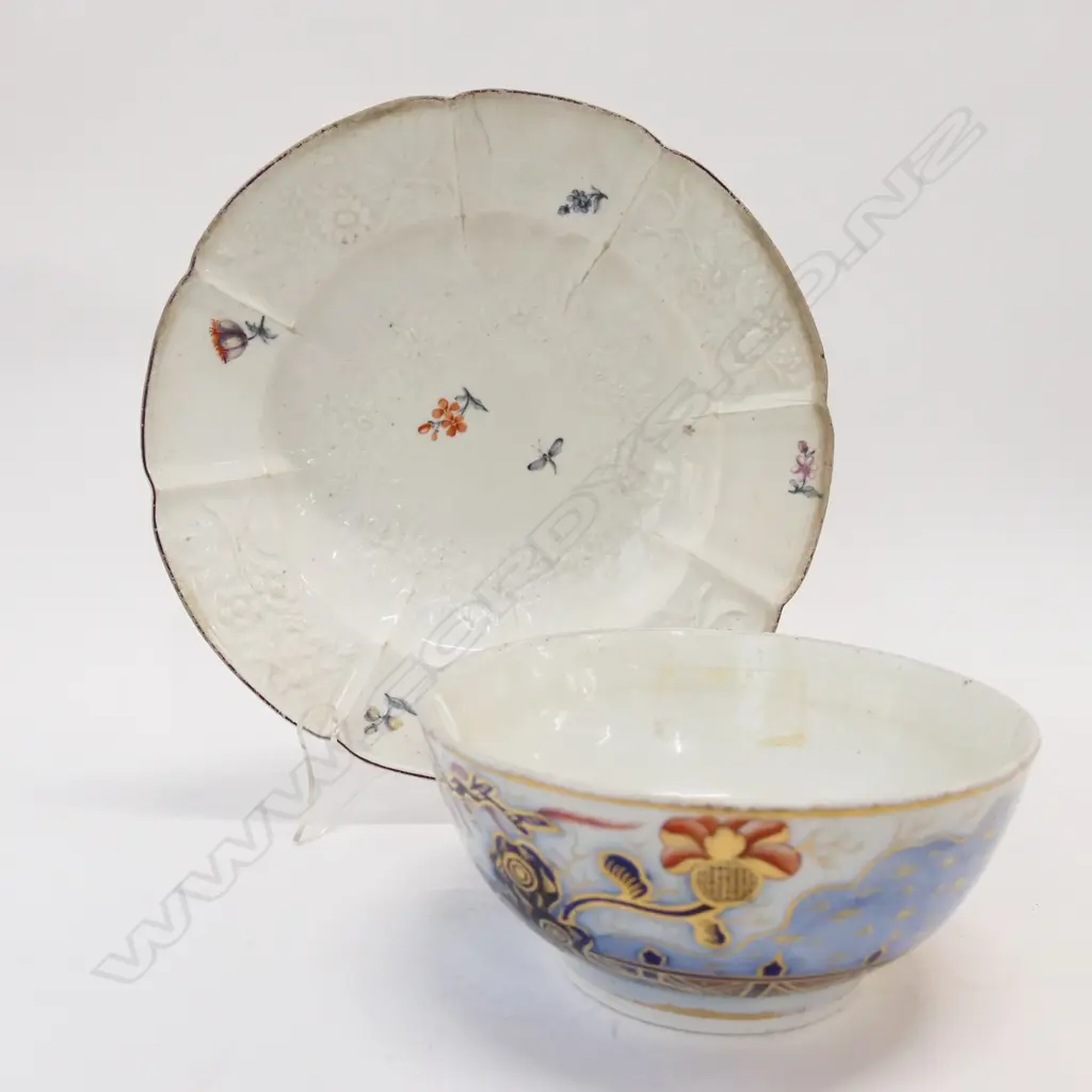 CHELSEA PLATE C. 1755 + IMARI BOWL 160MM DIA FLAUTS Image 1++