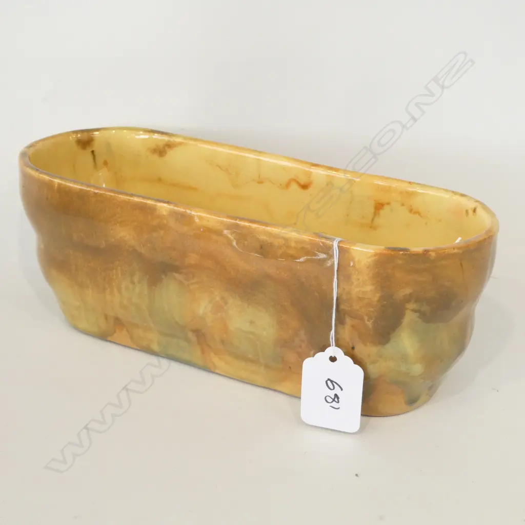 BRIAR GARDNER TROUGH VASE MOTTLED BROWN & GREEN. L.220mm Image 1++