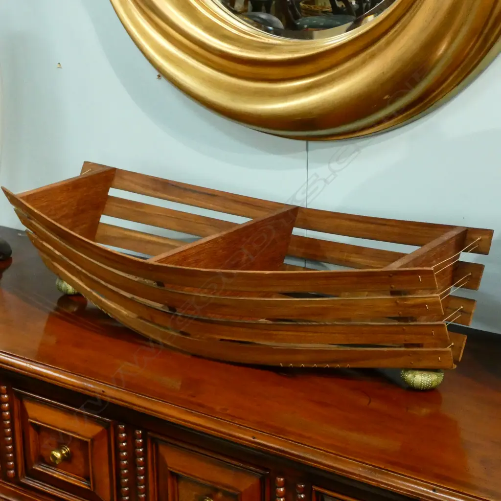 WOODEN BOAT SHAPED BASKET L 820 MM Image 1++
