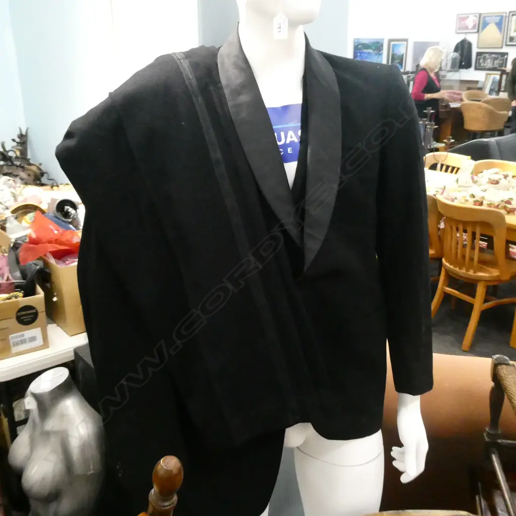 2 GENTS 1960S TUX JACKETS + WAISTCOAT & 2 PRS TROUSERS Image 1++