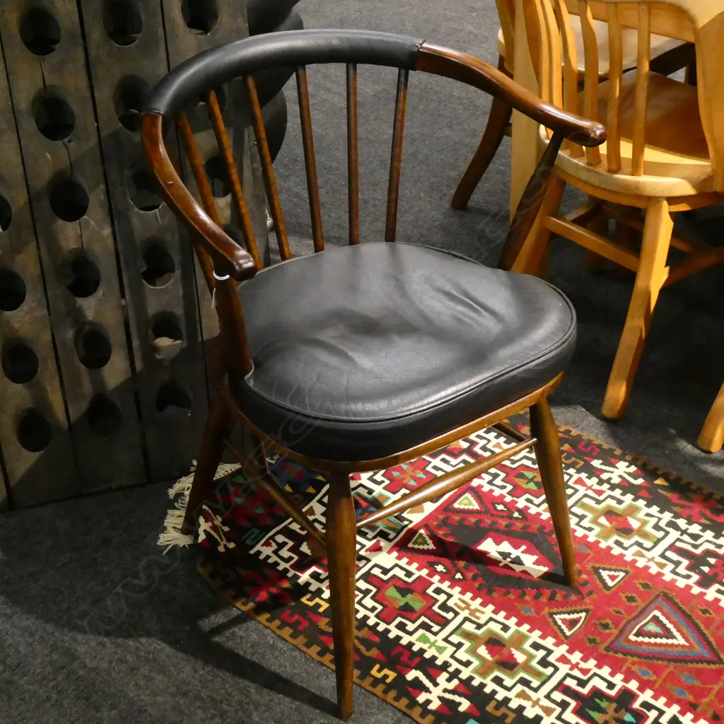 SAPELE & LEATHER 1960S BOW CHAIR  Image 1++