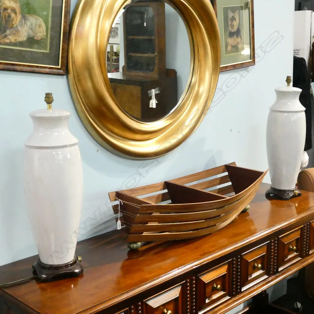 PR TALL CRACKLED GLAZED SIDE LAMPS NO SHADES Image 1++