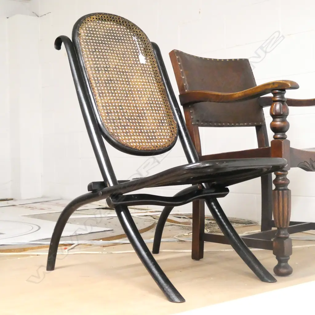 EBONISED BEECH BENTWOOD & CANE CHAIR H. 910MM Image 1++