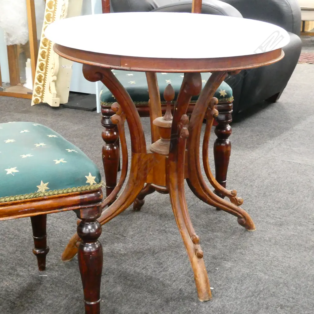 MARBLE TOPPED TABLE 700MM DIA H. 710MM Image 1++