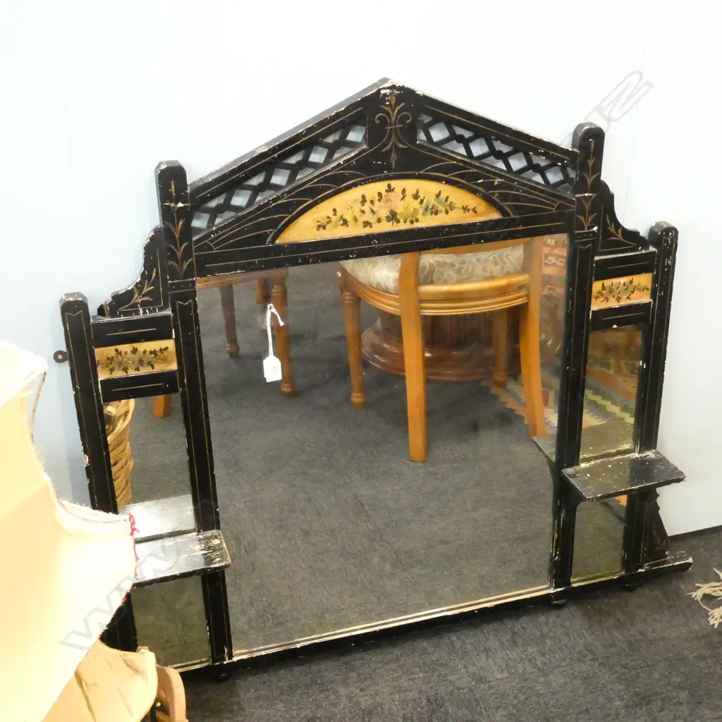 EDWARDIAN OVERMANTLE MIRROR H. 1M W. 1.2M Image 1++
