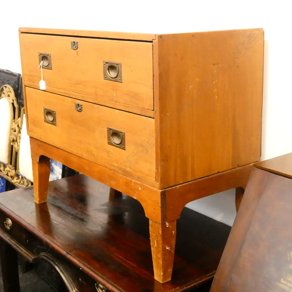 CAMPAIGN STYLE CHEST ON STAND H. 750MM W. 920MM Image 1++