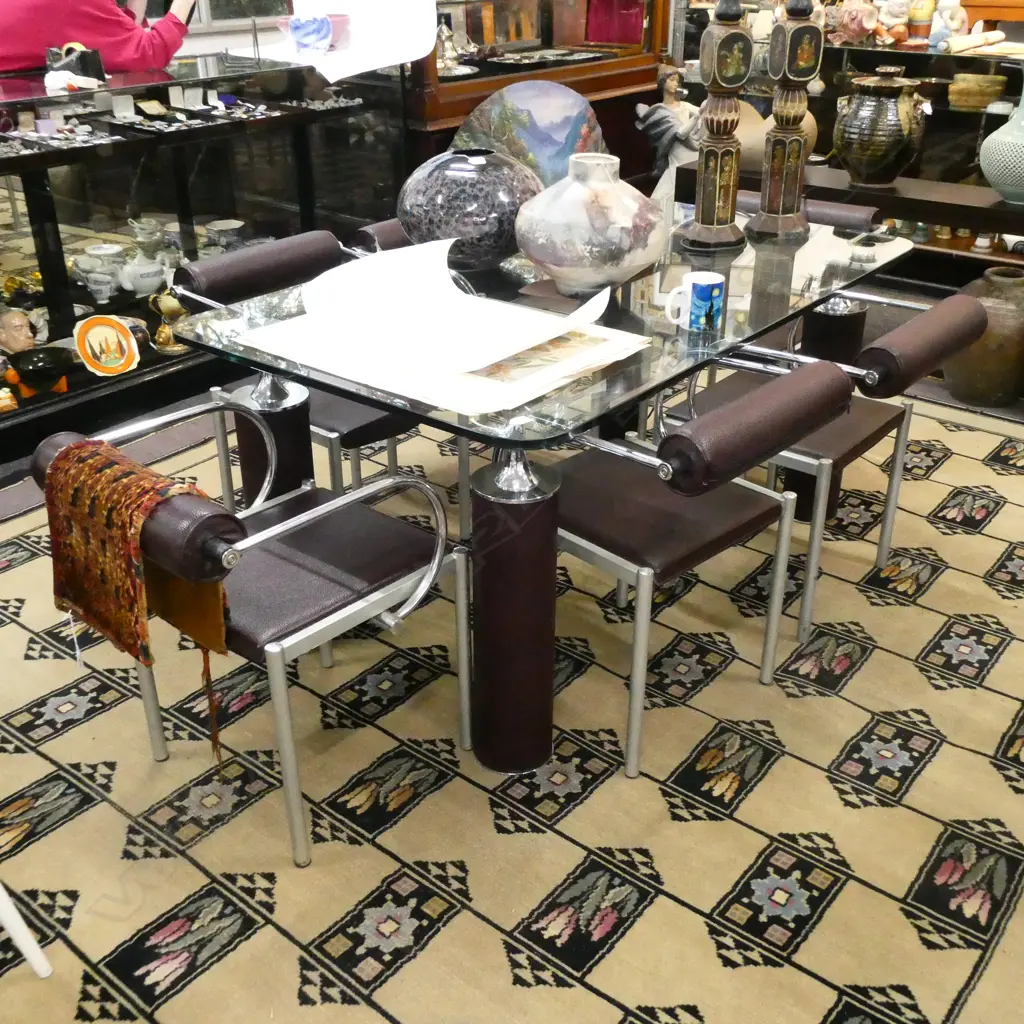 DESIGNER GLASS TABLE & 6 CHAIRS Image 1++