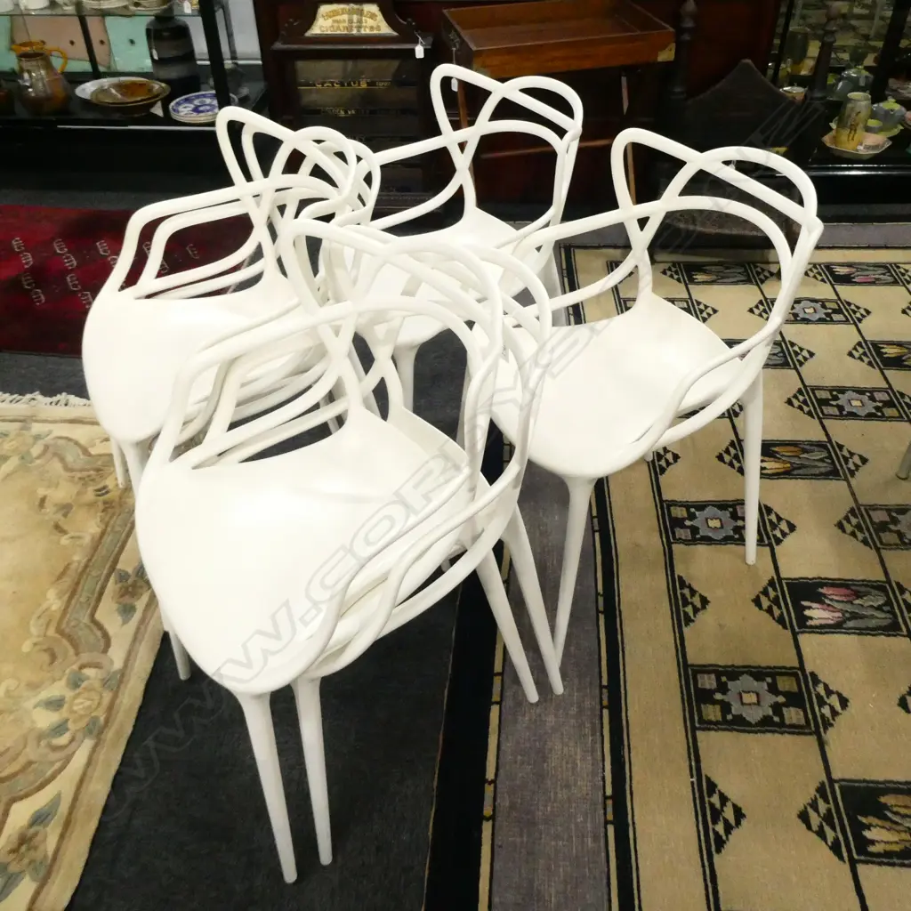 6 WHITE 'KARTELL STARK' DESIGN CHAIRS Image 1++