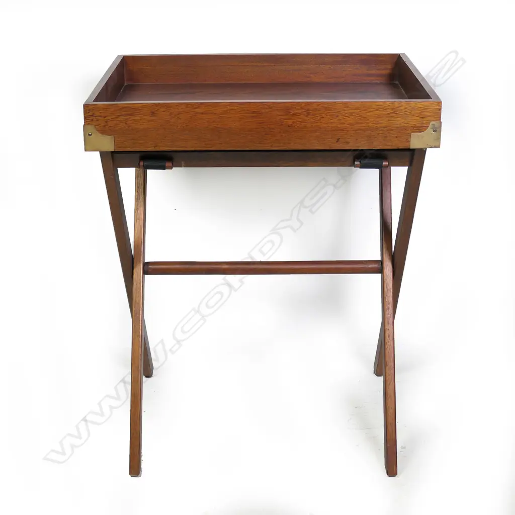 TEAK BUTLER'S TRAY TABLE w FOLDING STAND Image 1++