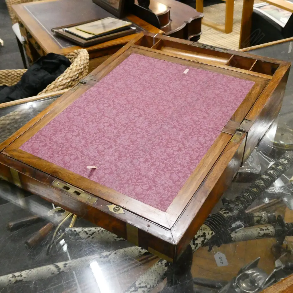 VICTORIAN BRASS BOUND WRITING SLOPE Image 1++
