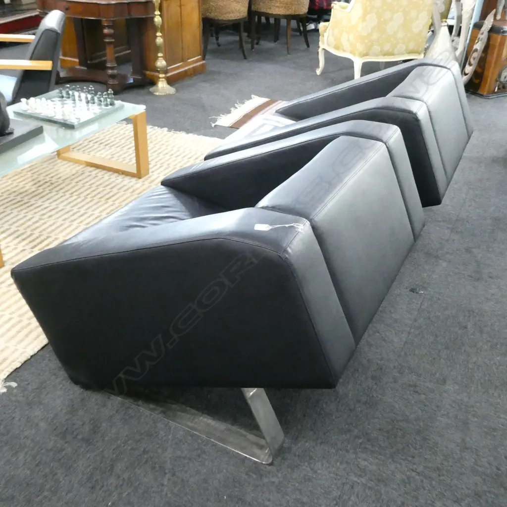 PR CONTEMPORY ITALIAN LEATHER & CHROME BASED CHAIRS Image 1++