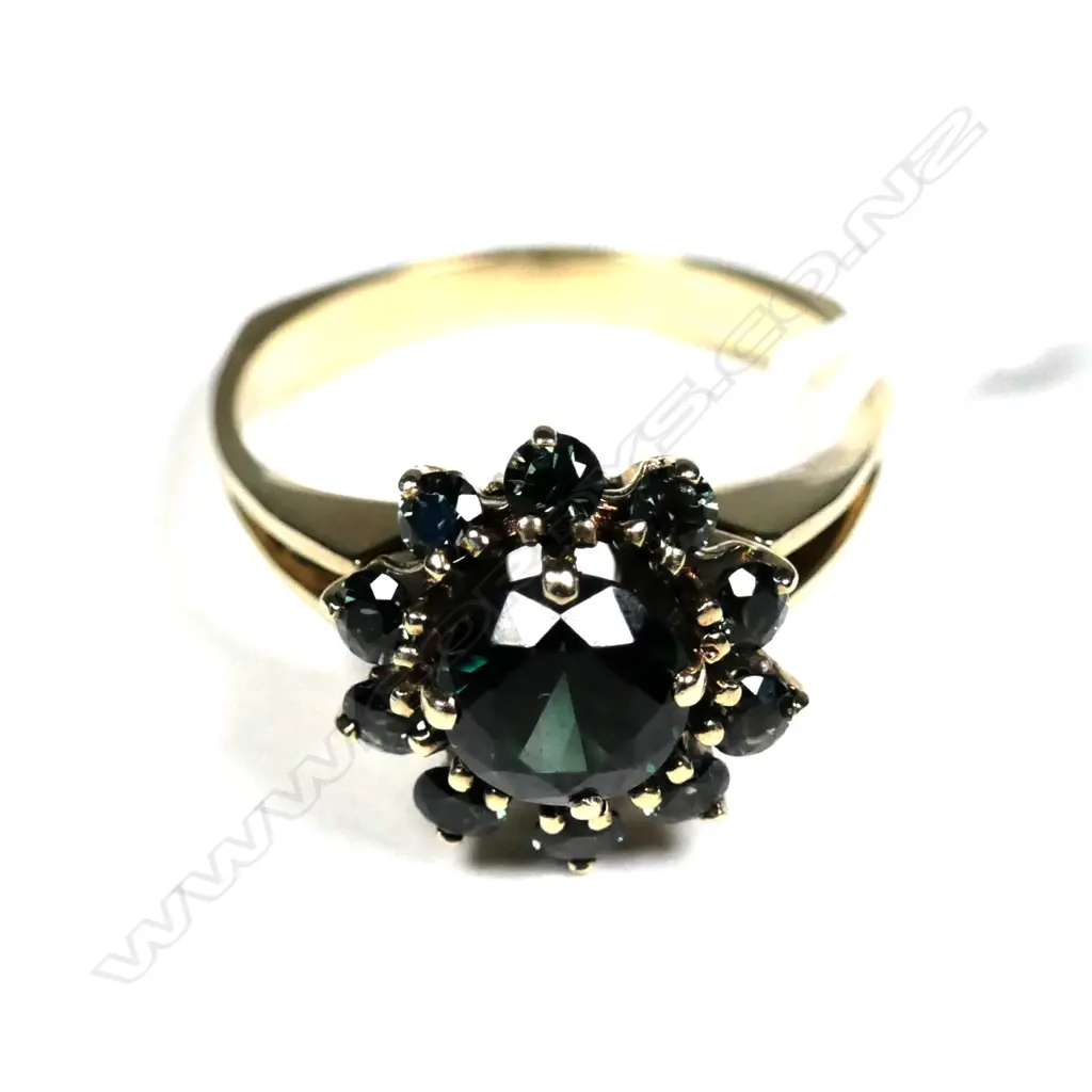 9CT Y/GOLD & TOURMALINE CLUSTER RING Image 1++