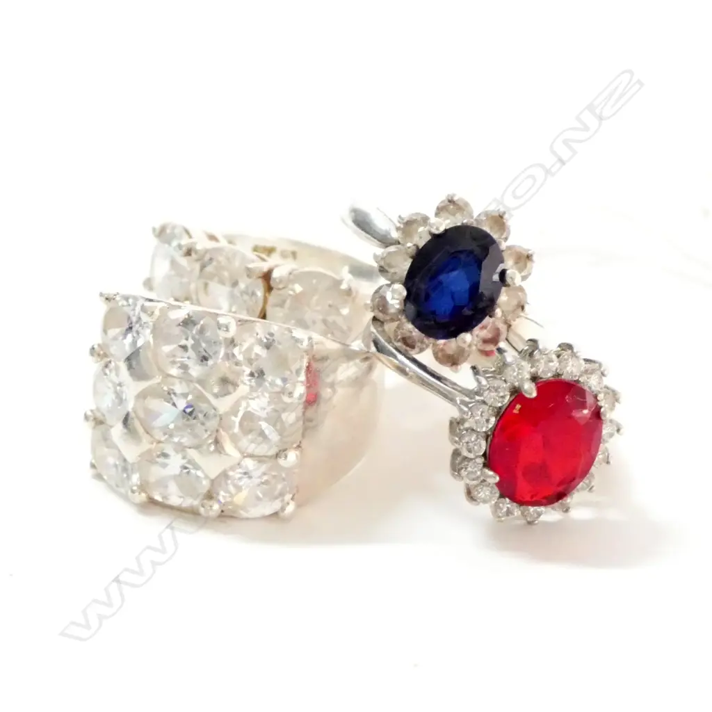 4 SILVER CZ DRESS RINGS  Image 1++