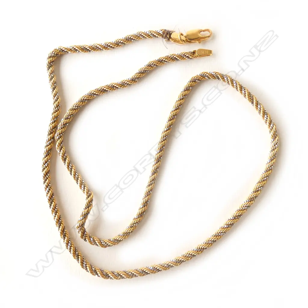 18 CT YELLOW & WHITE GOLD CHAIN ITALY L. 450MM 8gm Image 1++