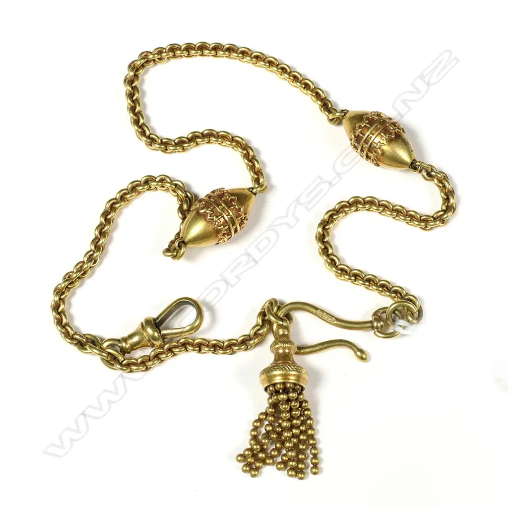19THC GOLD PLATED ALBERTINA STAMPED T STAR H. L.400mm Image 1++