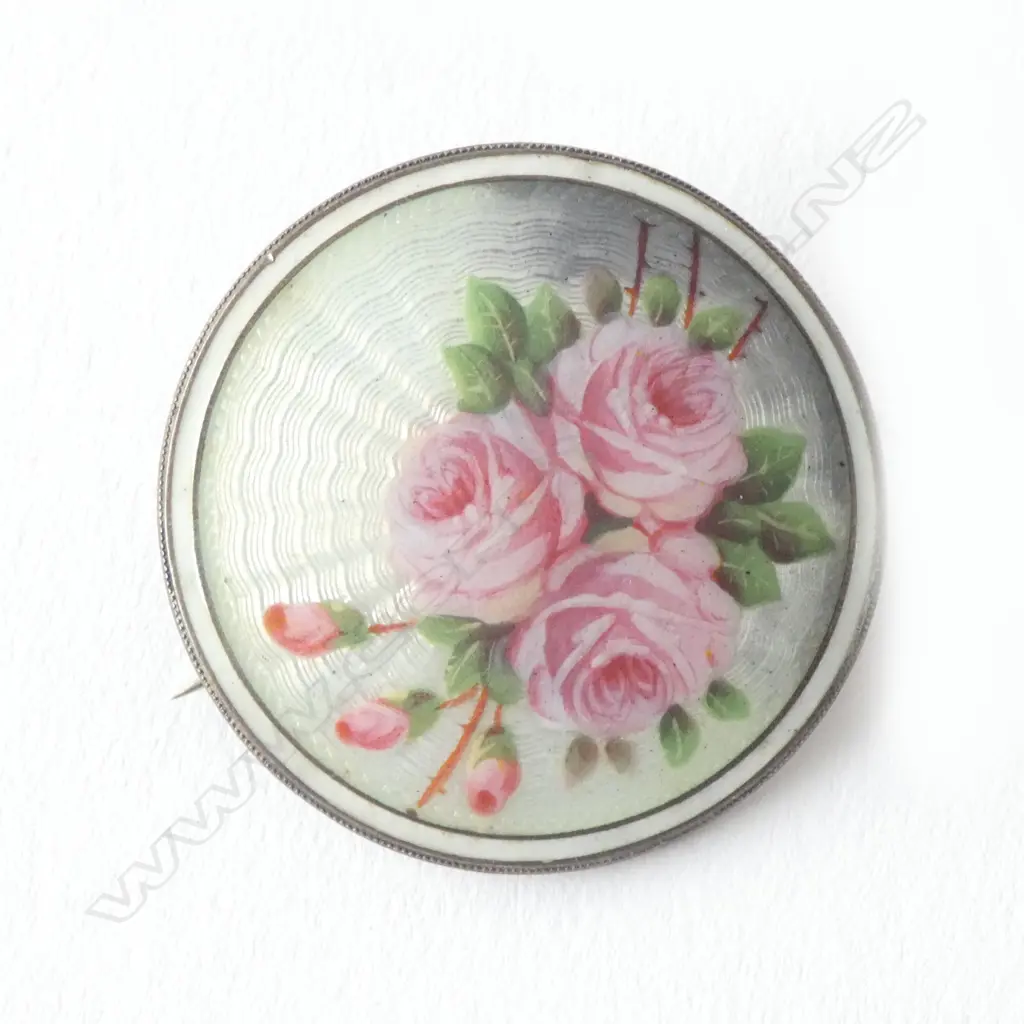 .935 Antique European Enamelled Brooch Image 1++