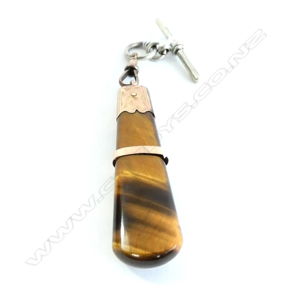 9CT GOLD AND TIGER'S EYE PENDANT (AF) Image 1++