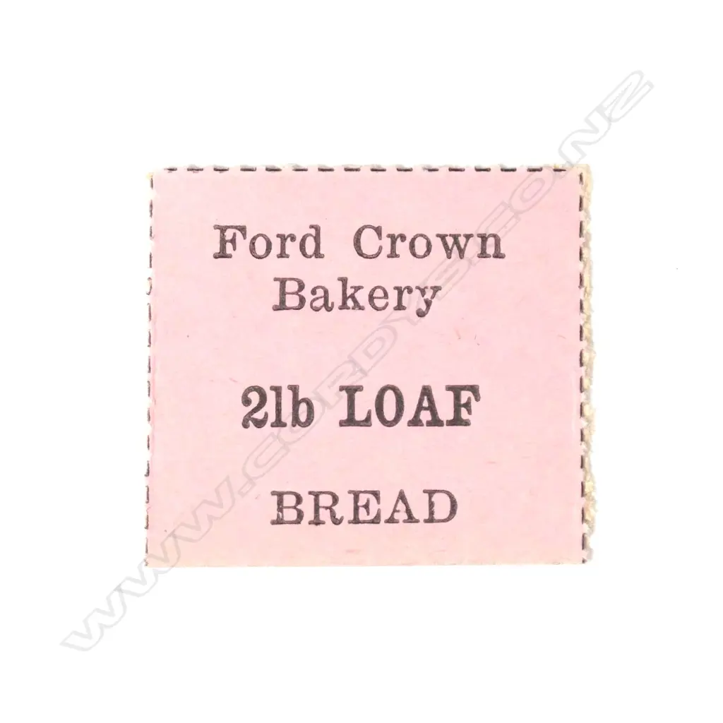 NZ ( Waihi) Bread Token, cardboard, Ford Crown Bakery 2lb Image 1++