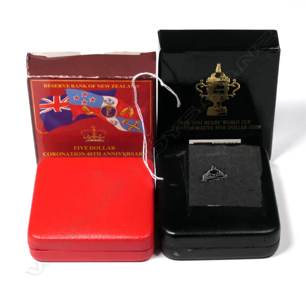 2X NZ PROOF SILVER $5 COINS 1991 & 1993 CASED & BOXED Image 1++