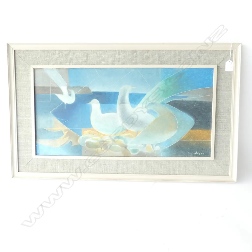 JOAN LINDSEY BLUE & GOLD DOVES ACRYLIC 600 X 295MM Image 1++