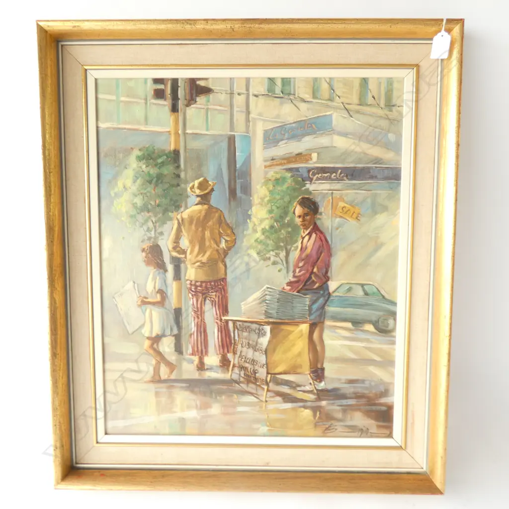 HEINZ BOEHNKE 'AUCKLAND PAPER BOY' OIL 490 X 590MM Image 1++
