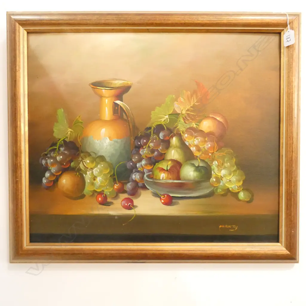 STILL LIFE OIL PAINTING OF FRUIT SIGNED PARITY L720MM Image 1++