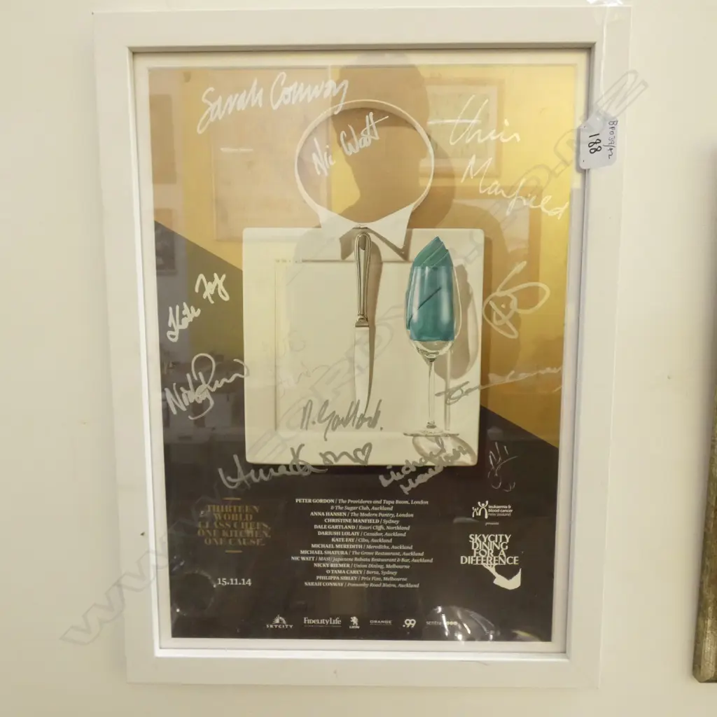 SIGNED SKY CITY DINING POSTER, 470 X 350MM (INCL FRAME) Image 1++