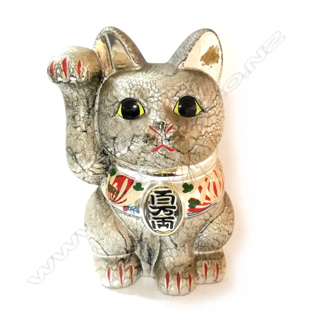 LGE VINTAGE CERAMIC ORIENTAL LUCKY CAT money box H.340mm Image 1++