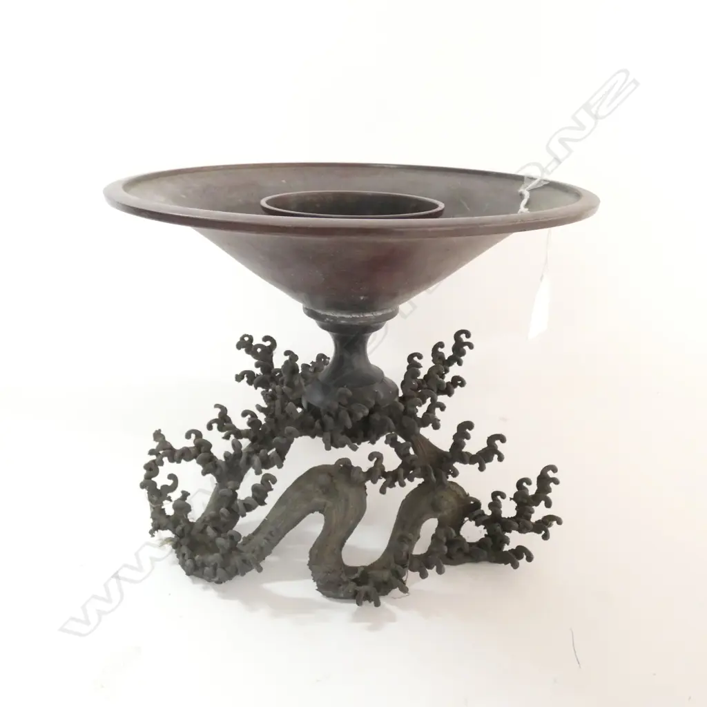 JAPANESE VINTAGE BRONZE USUBATA IKEBANA VASE Image 1++