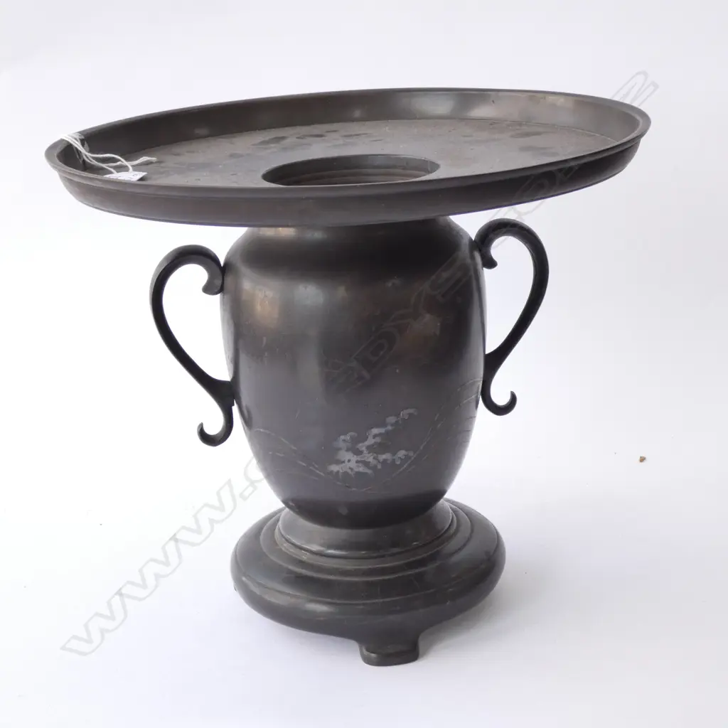 JAPANESE VINTAGE  BRONZE USUBATA IKEBANA VASE Image 1++