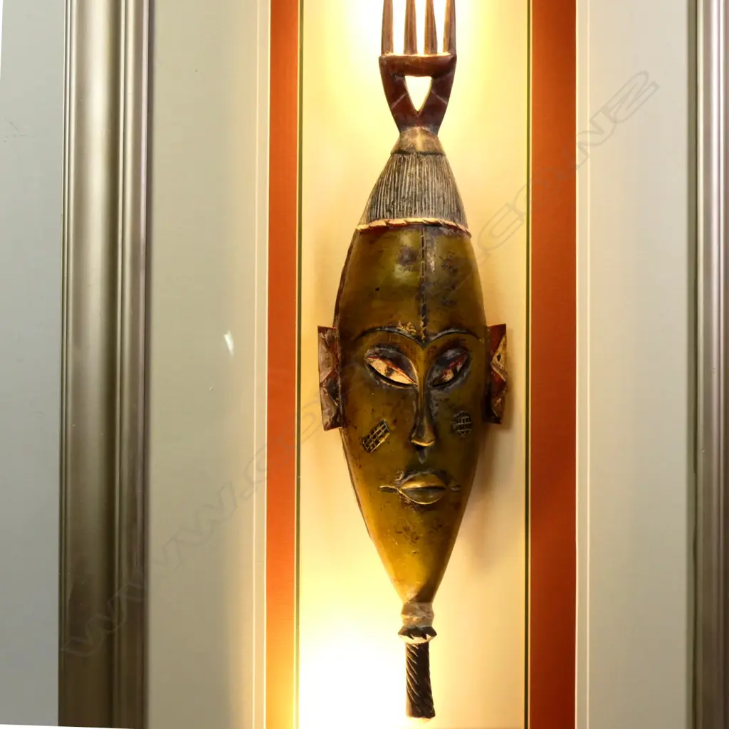 OLD WOODEN AFRICAN HIGH HILL MASK,  1000 x 500mm (INCL FRAME) Image 1++