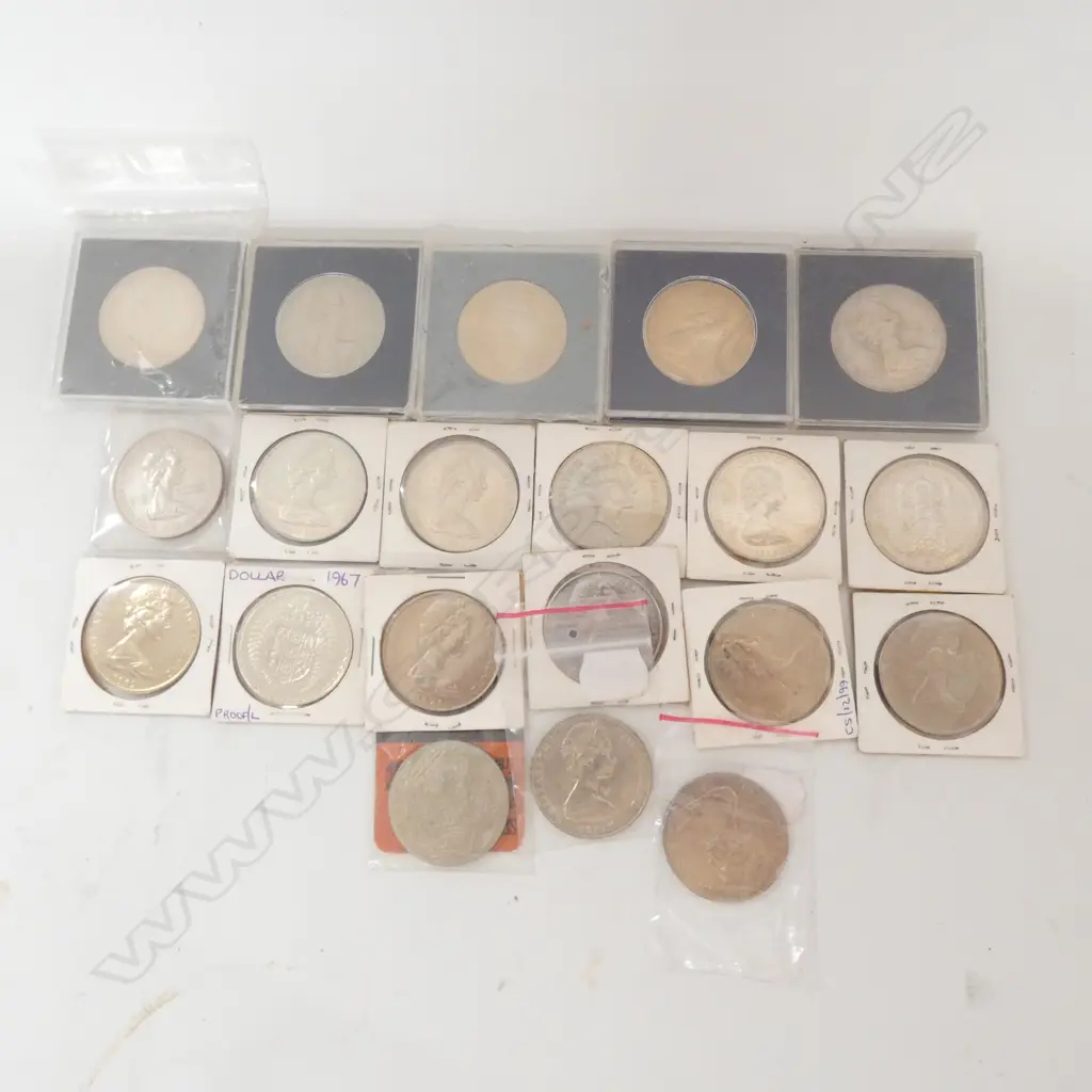 20 NZ $1 COINS, 1 PROOF, 19 UNC. Image 1++