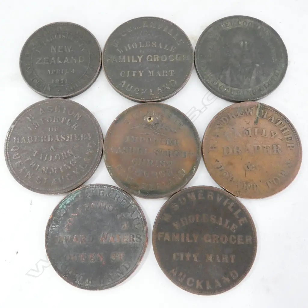 8 ASSORTED NZ NICKELS, CIRCA 1800'S, MIXED CONDITION  Image 1++