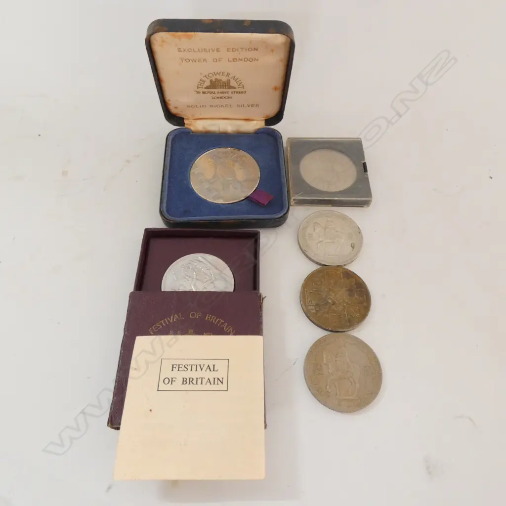 6 ASSORTED BRITISH COINS, 3 CASED UNC. Image 1++