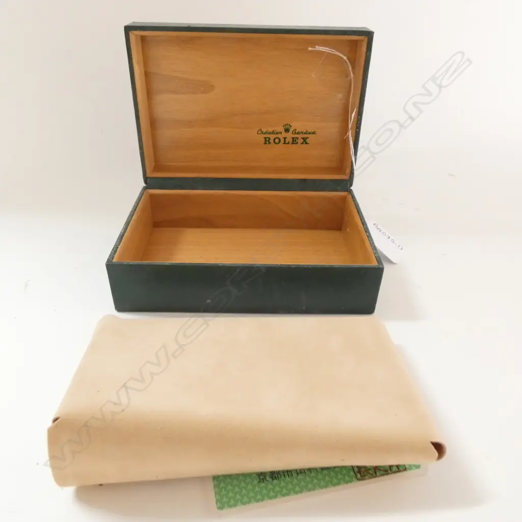 ROLEX BOX, GREEN LEATHER, WOOD LINED  Image 1++