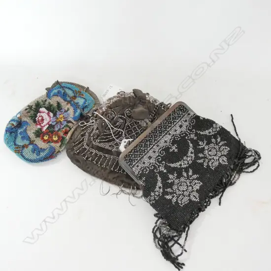 ONE ANTIQUE AND TWO VINTAGE BEADED BAGS