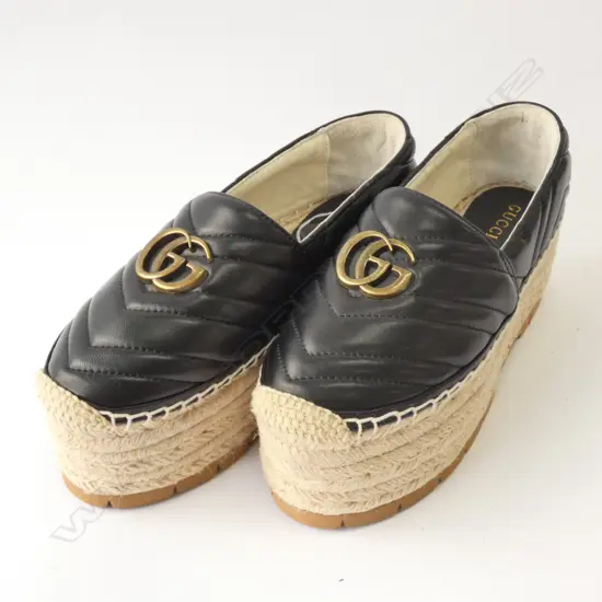 PAIR GUCCI? BLACK ESPADRILLES, SZ. 37