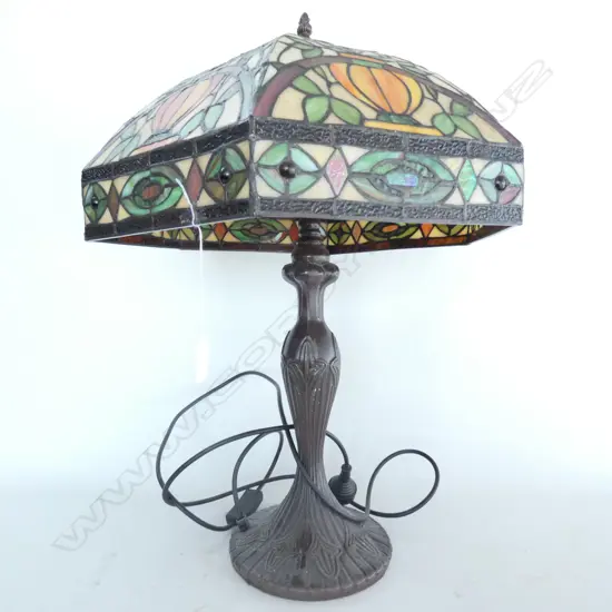A reproduction Tiffany style table lamp
