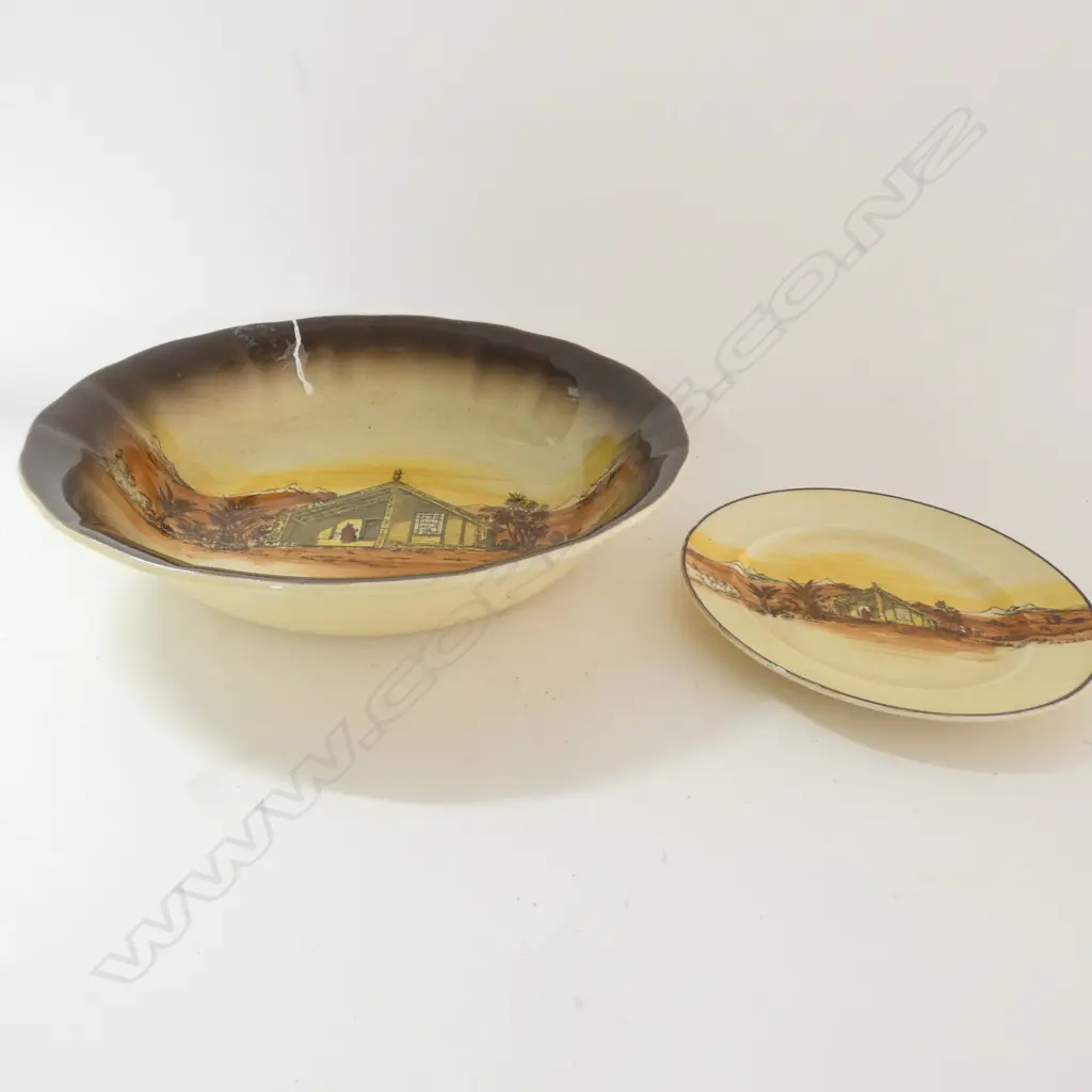 AJ WILKINSON ROYAL STAFFORDSHIRE HOMELAND SERIES NZ BOWL & PLATE ... Image 1++
