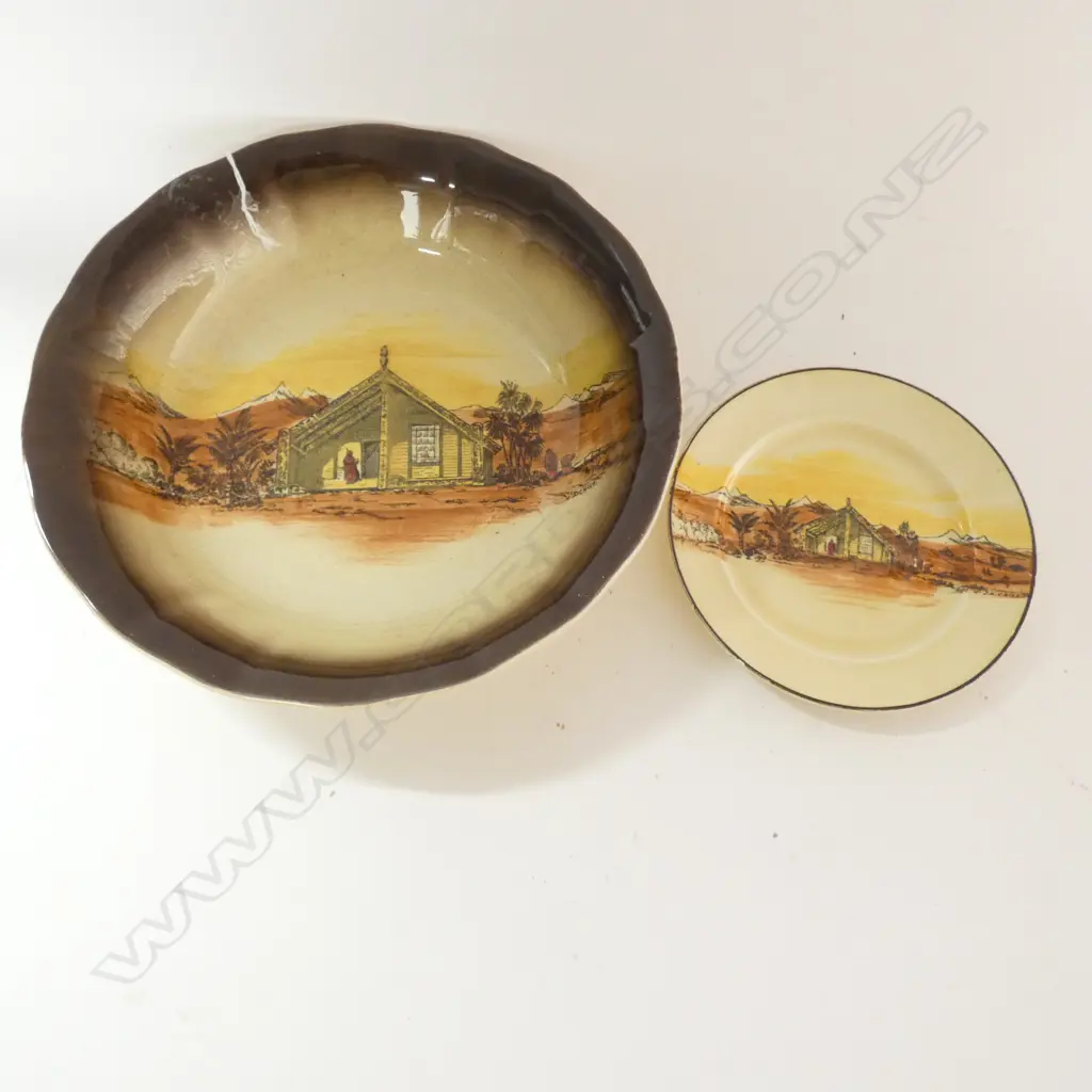 AJ WILKINSON ROYAL STAFFORDSHIRE HOMELAND SERIES NZ BOWL & PLATE ... Image 1++